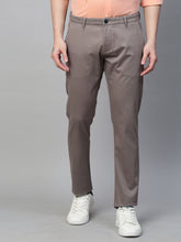 Genips Men's Grey Cotton Stretch Caribbean Slim Fit Self Design Trousers